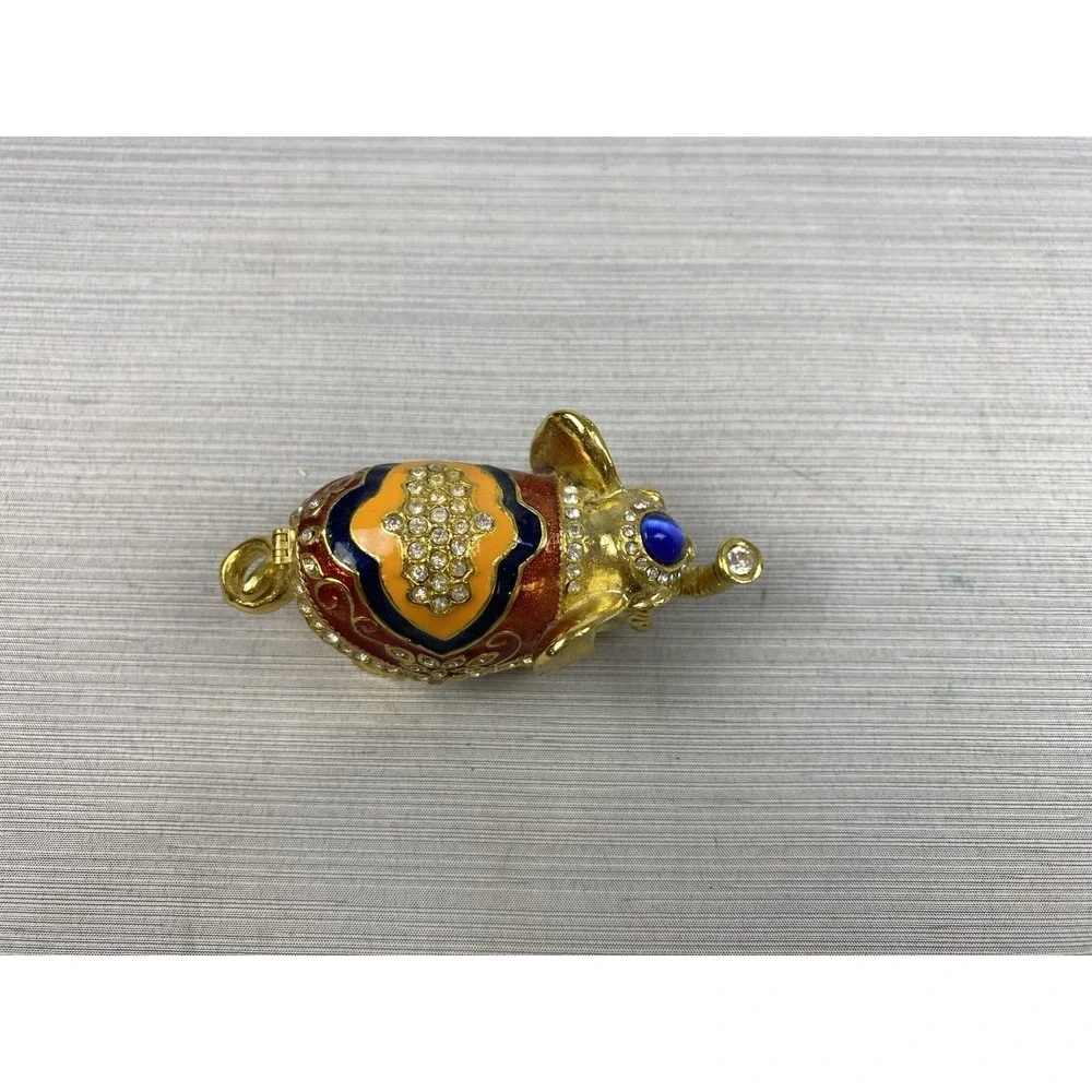 Trinket Box Golden Elephant Bejeweled 4 In‎ Long x 2 In Tall Jewels